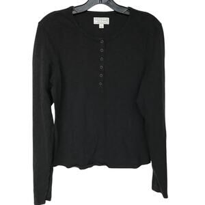 Tecovas Womens Long Sleeve Double Slub Knit Henley with Snap Placket size L